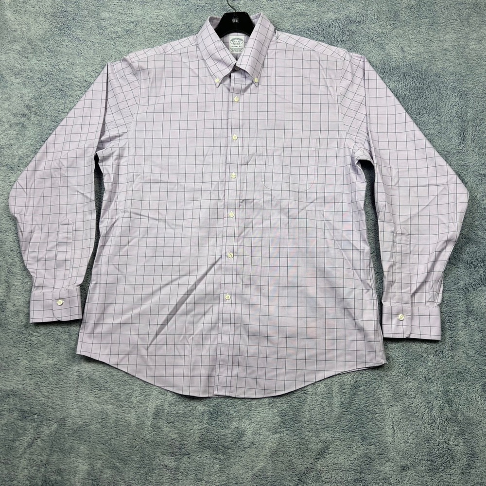 Brooks Brothers Mens 16.5-35 Purple Regent Fit Non-Iron Stretch Supima Shirt
